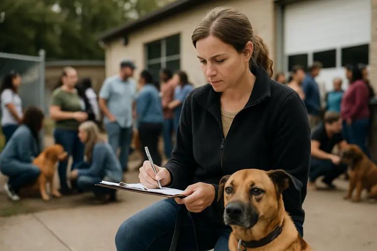 Family reviewing pet supplies before welcoming an adopted dog